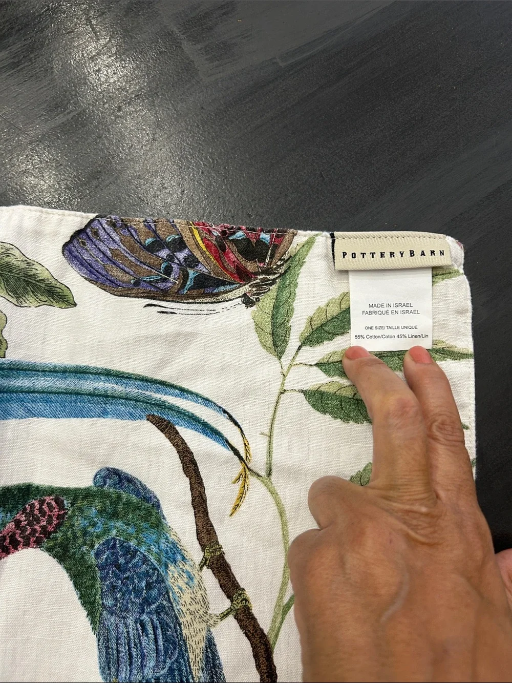 Pottery Barn Fauna Bird cotton/ linen blend table runner